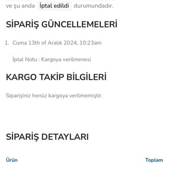 Sipariş Ve İade Sorunları