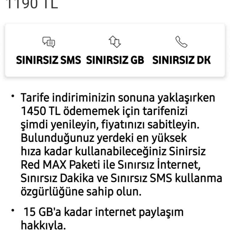 Sınırsız Red Max Paket Fiyat Artışı