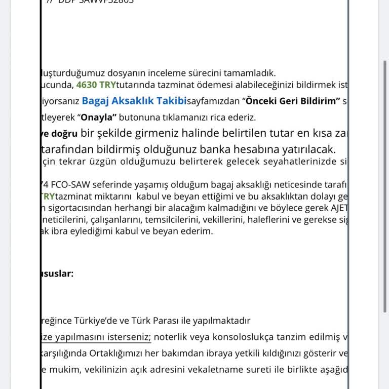 Hasarlı Valiz Ve Yetersiz Tazminat Teklifi