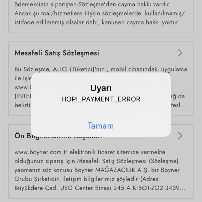 Gift Card İle Alışverişte Hopi Ödeme Hatası