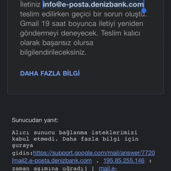 Denizbank'tan Gelen Mesajlar Hakkında Bilgi Talebi