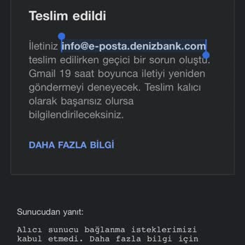 Denizbank'tan Gelen Mesajlar Hakkında Bilgi Talebi