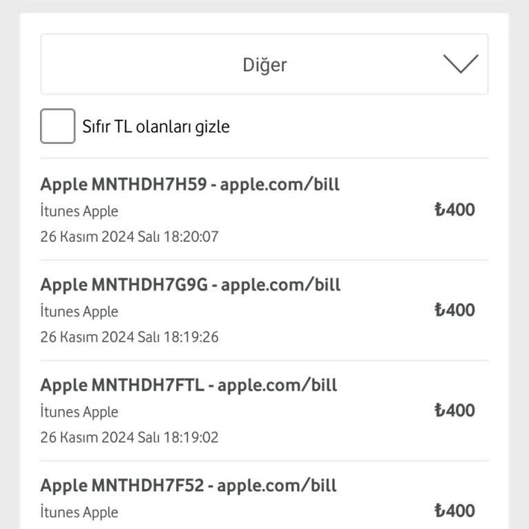 Bilgim Dışında Yapılan Mobil Ödemeler