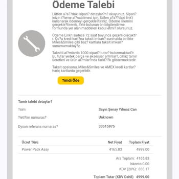 Dyson Batarya Stok Sorunu Ve Yanıltıcı Bilgilendirme