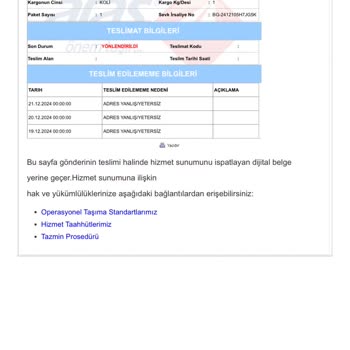 Kargo Teslimatında İletişim Sorunu Ve Yanlış Bilgilendirme