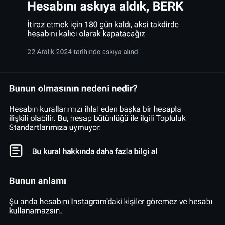 Instagram Hesabım Askıya Alındı