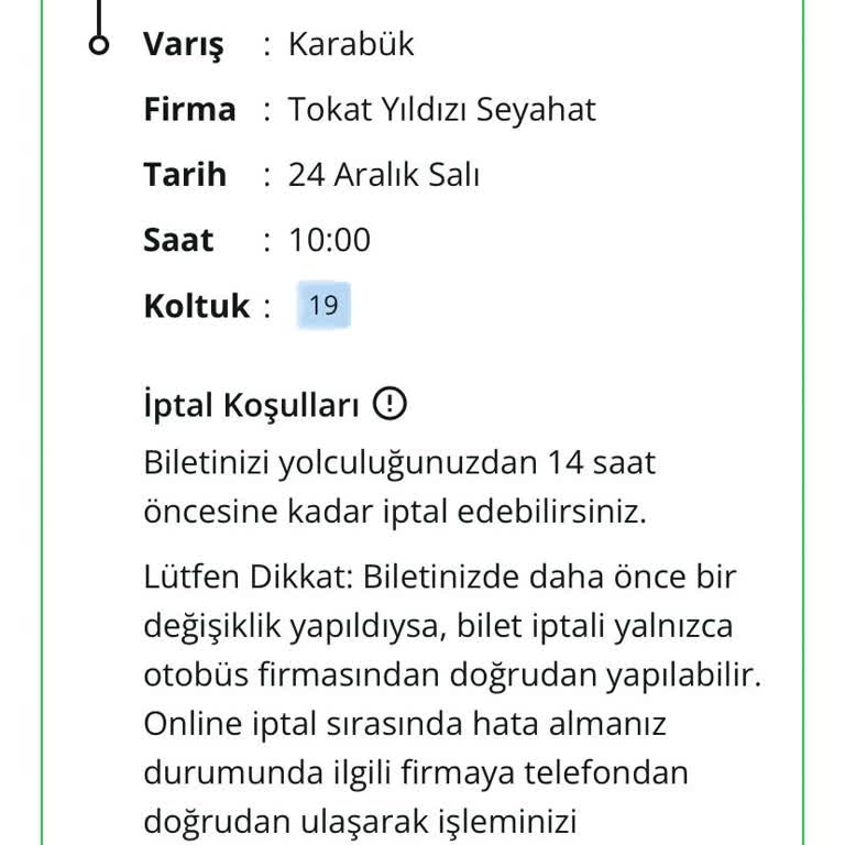 Tokat Yıldızı İle Online Bilet Sorunu