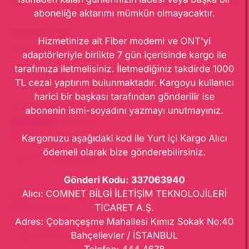 Comnet Aboneliği İptal Edildi, İade Bekleniyor