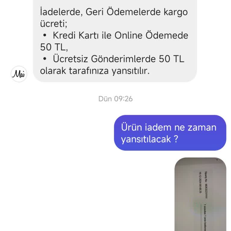 Mai Collection İade İşlemi Geciken Howell Ceket
