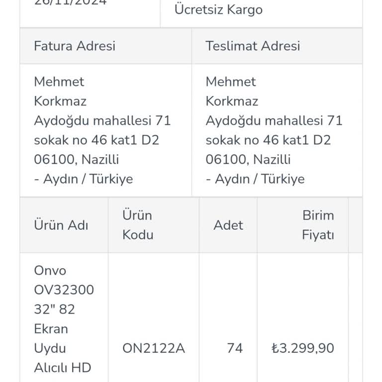 Onvo Televizyon Teslimatında Yaşanan Sorunlar Ve İade Süreci