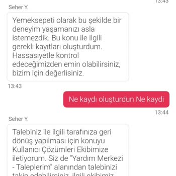 Yemeksepeti Canlı Yardımda Saygısızlık Ve İletişim Sorunları