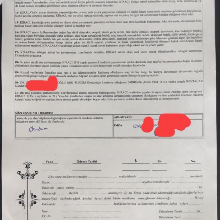 Fatura Talebi Karşılanmayan Araç Kiralama Deneyimi