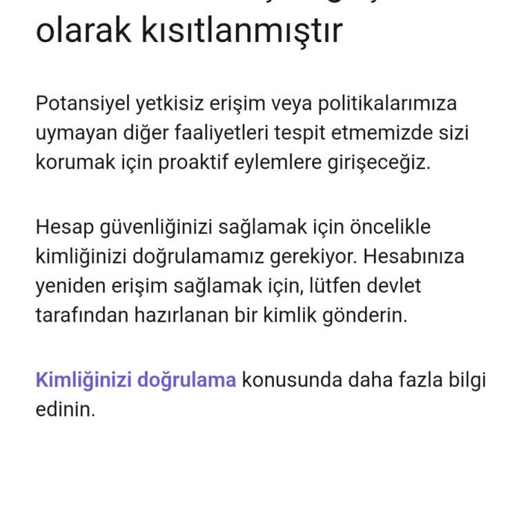 Haksız Hesap Kısıtlaması Ve Kimlik Doğrulama Sorunu