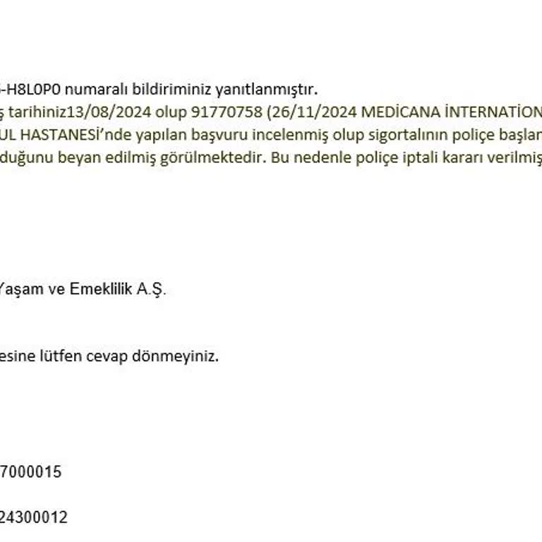 Sigorta Poliçesi İptal Edilmedi Ve Haksız Ücret Alındı