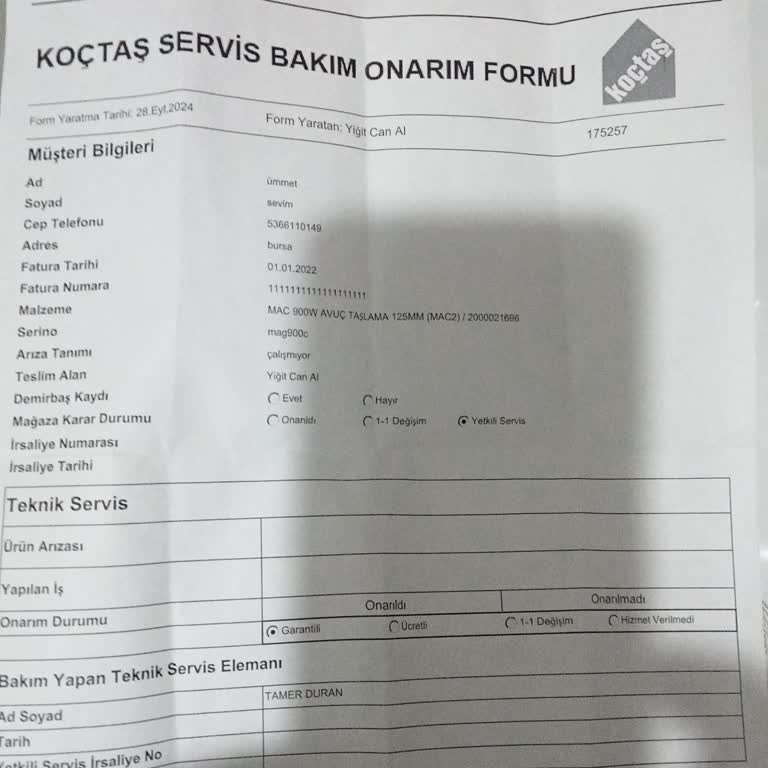 Ürün Tamiri Ve Müşteri Hizmetleri Sorunu