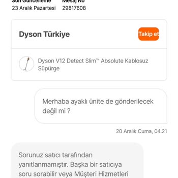 Eksik Ürün Teslimatı: Dyson Ayaklı Ünite Sorunu