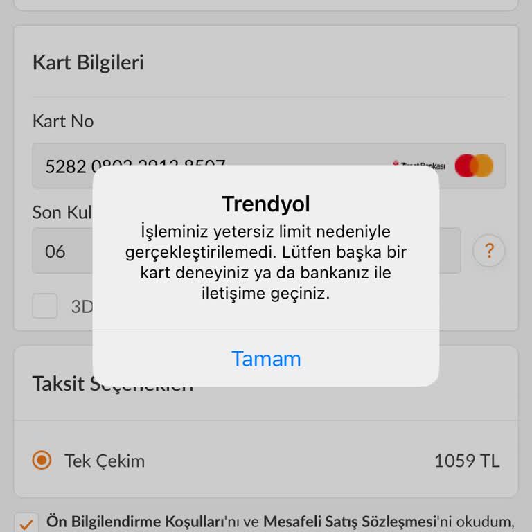 Trendyol'da Kart Limiti Sorunu