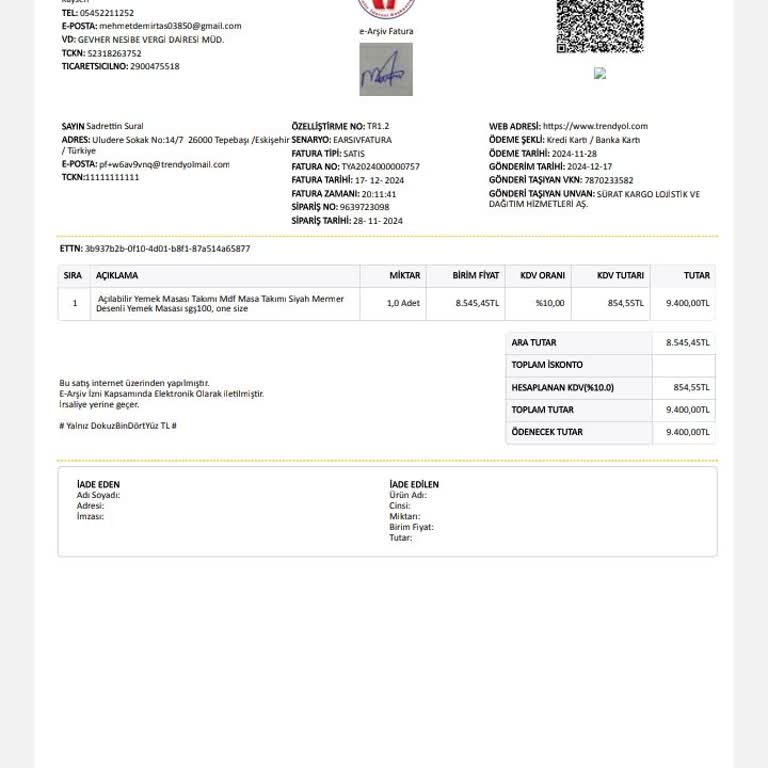 Kırık Ve Deforme Yemek Masa Takımı Sorunu