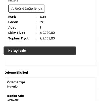 Ödeme Onayı Alınamayan Yağmurluk Ceket Siparişi