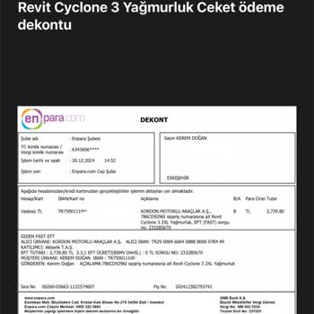 Ödeme Onayı Alınamayan Yağmurluk Ceket Siparişi