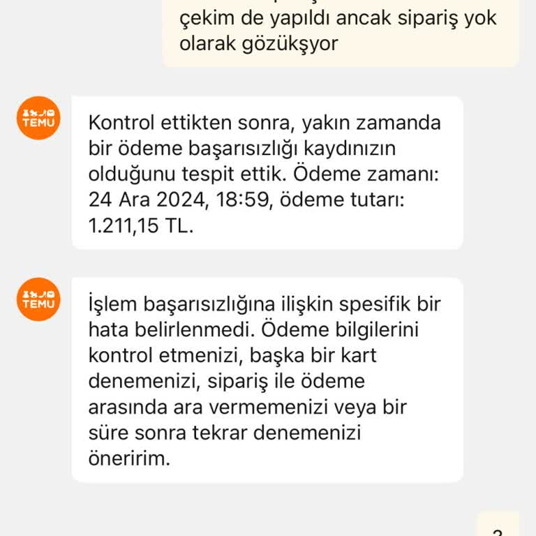 Temu'dan Alışverişte Para Çekildi Ama Sipariş Yok