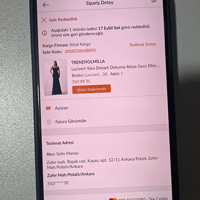 Trendyolmilla'da Etiketi Üzerinde Olan Ürünümün İadesi Reddedildi