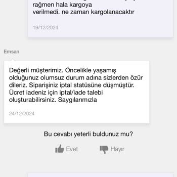 Emsan Ve N11 İle Kargo Ve İptal Sorunu: Mağduriyet Yaşıyorum