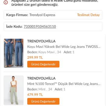 Trendyol Elit Müşterisi Olarak İadem Reddedildi Ve Sorun Çözülmedi