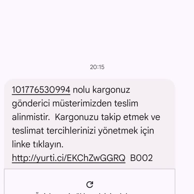 Tarafıma Gelen Şüpheli Kargo Mesajı