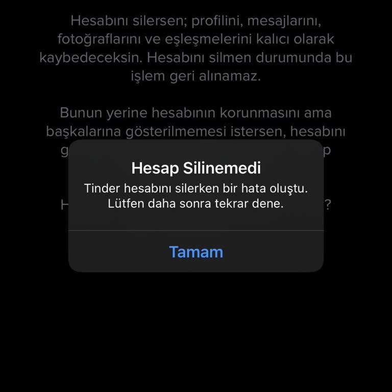 Tinder Hesabı Silme Sorunu