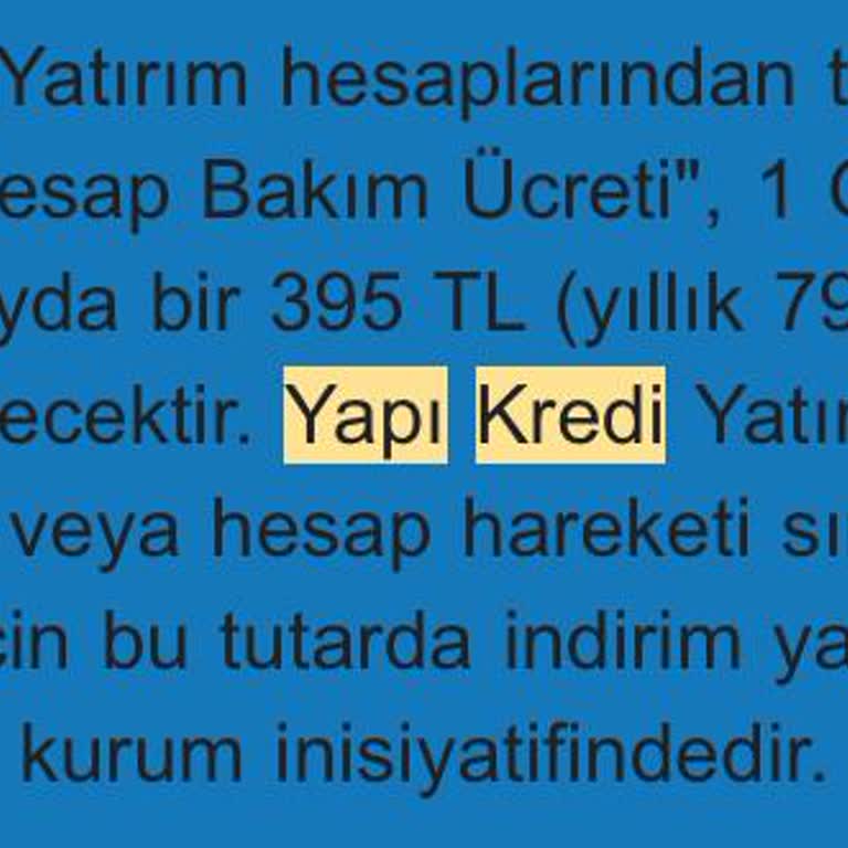 Yapı Kredi Yatırım Yüksek Yatırım Hesabı Ücretleri Ve Komisyonlar