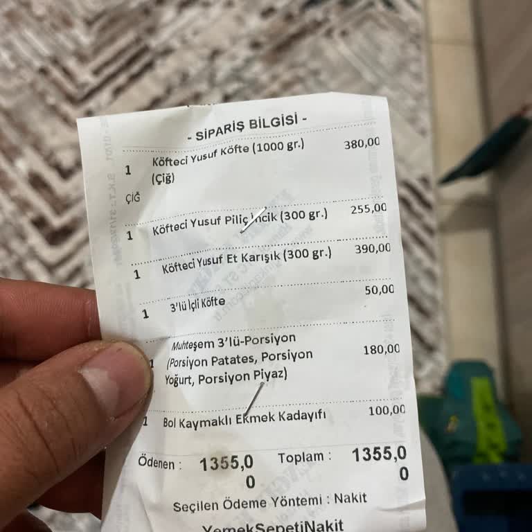 Köfteci Yusuf Eksik Sipariş Ve İlgisiz Hizmet Deneyimi