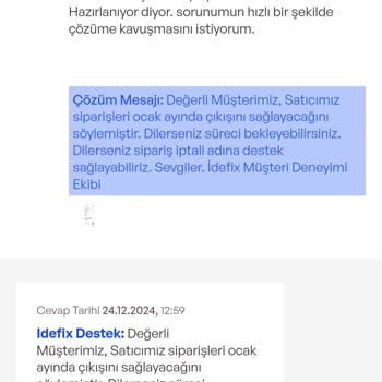 İdefix Siparişinde Uzun Süreli Gecikme