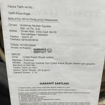 Paslanan Çatal Bıçak Seti İçin Korkmaz'dan Yetersiz Yanıt