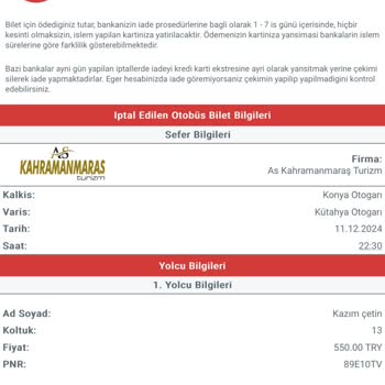 İptal Edilen Sefer Ve Geciken Para İadesi