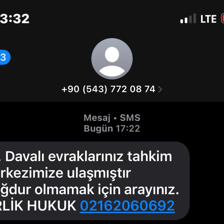 Sahte Hukuk Bürosu Mesajı: Adıma Yapılan İşlemleri Reddetme