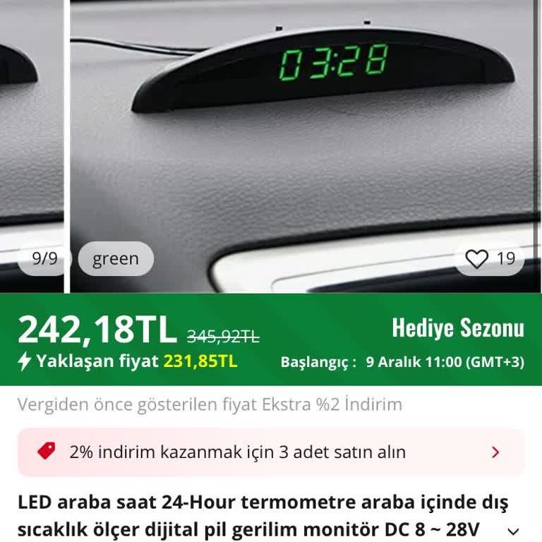 Aliexpress LED Araba Dijital Saat Siparişim Gelmedi