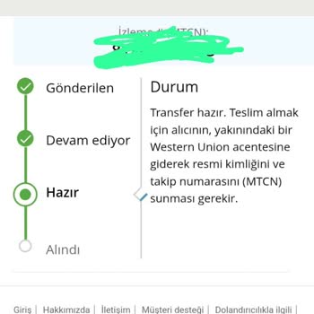Western Union Havalesi Çekim Sorunu