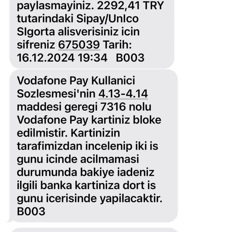 Vodafone Pay Kart Güvenlik Sorunu Ve İlgisizlik