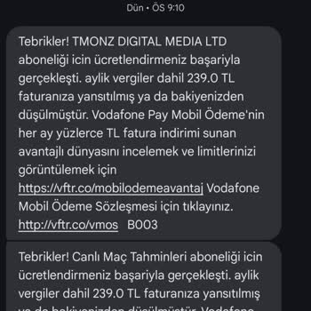 Vodafone Pay Habersiz Abonelikler Ve İptal Sorunu