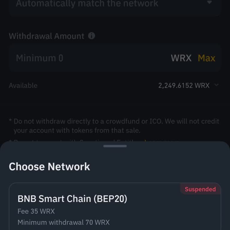 Binance Borsasında WRX Coin Çekim Sorunu