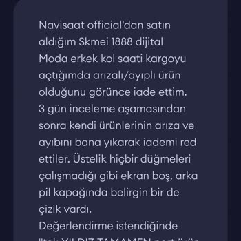 Arızalı Saat Ve İade Sürecinde Yaşanan Sorunlar