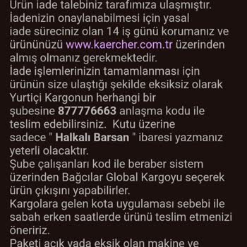 Kırık Parçalar Ve İade Sorunu: Karcher Müşteri Hizmetleri Hayal Kırıklığı