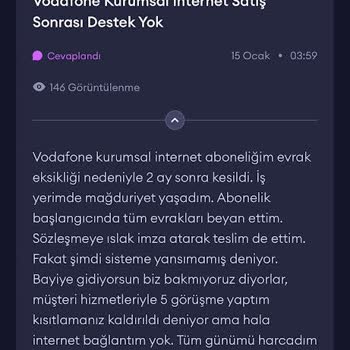 Vodafone'dan Haksız Cayma Bedeli Ve Sürekli Takip