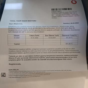 Vodafone'dan Haksız Cayma Bedeli Ve Sürekli Takip