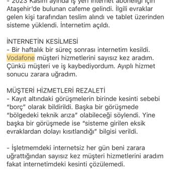 Vodafone'dan Haksız Cayma Bedeli Ve Sürekli Takip