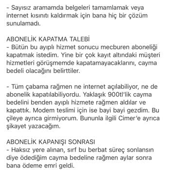 Vodafone'dan Haksız Cayma Bedeli Ve Sürekli Takip
