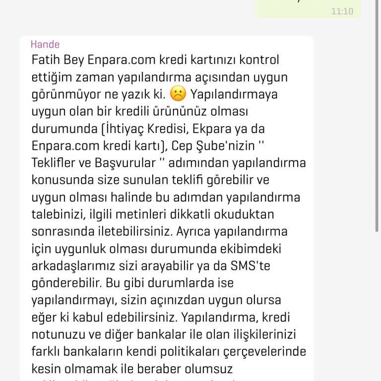 Enpara Kredi Kartı Borcu Yapılandırma Sorunu