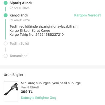 Kayıp Barkod Nedeniyle Teslim Edilemeyen Ürün