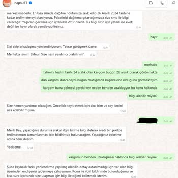 Kargo Teslimatında Yaşanan Gecikme Ve Yanıltıcı Bilgilendirme